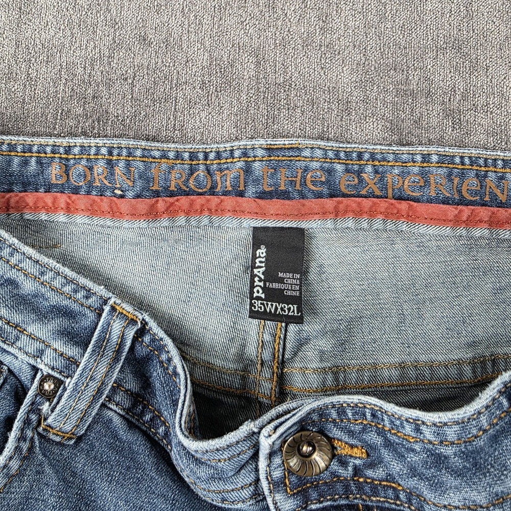 Prana‎ Jeans Straight Leg Men's 35x32 Blue Denim Medium Wash Organic Cotton Prep - Picture 7 of 15